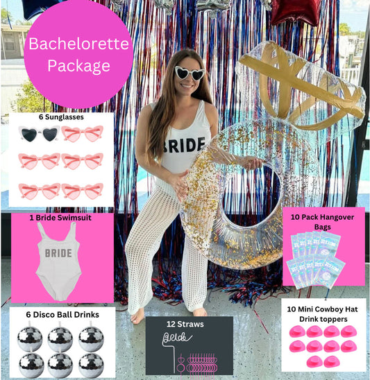 Bachelorette Party Package Bride Sunglasses Bride Swimsuit Disco Ball Drink Cups Bachelorette Party Supplies Hangover Bags Mini Cowboy Hat